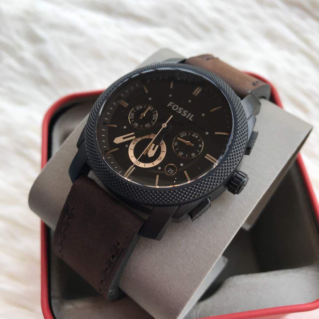 Fossil Fs4656 Machine Chronograph Dark Brown Leather Mens Watch Stygen 6134